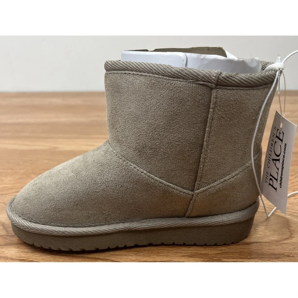 The Children's Place Faux Suede Faux Fur Boots Booties Taupe Toddler Girl 10 NEW